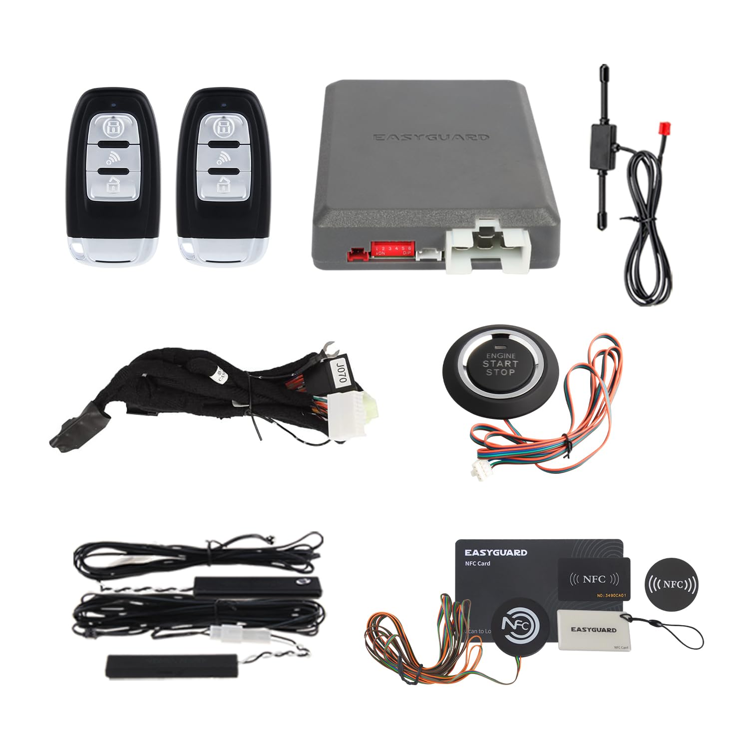 Photo 1 of EASYGUARD EC002PP Remote Starter with PKE Passive keyless Entry, Push Start Button, Fit for Key Start Gas Engine Jeep Wrangler 10-18 only firmware preloaded