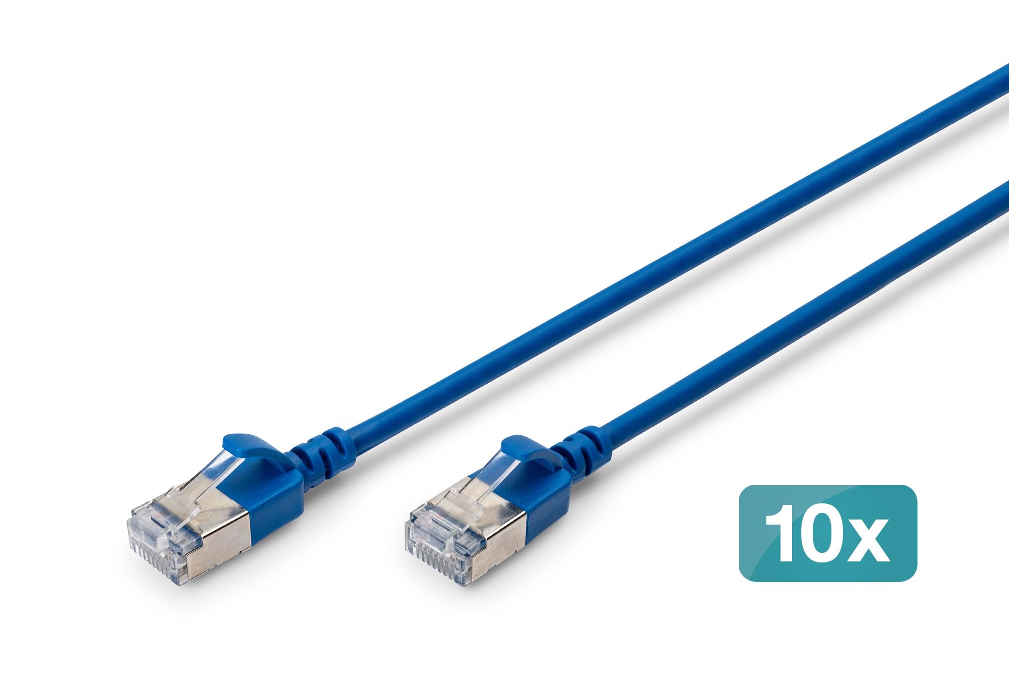 DIGITUS Câble LAN Cat 6A – 5 m – 10 pièces – Slim – F/FTP – Bleu | 10 Gbit/s – Blindé – PoE+ – AWG 32/7 – LSZH – Câble réseau RJ45 – Compatible Cat 6 et Cat 7
