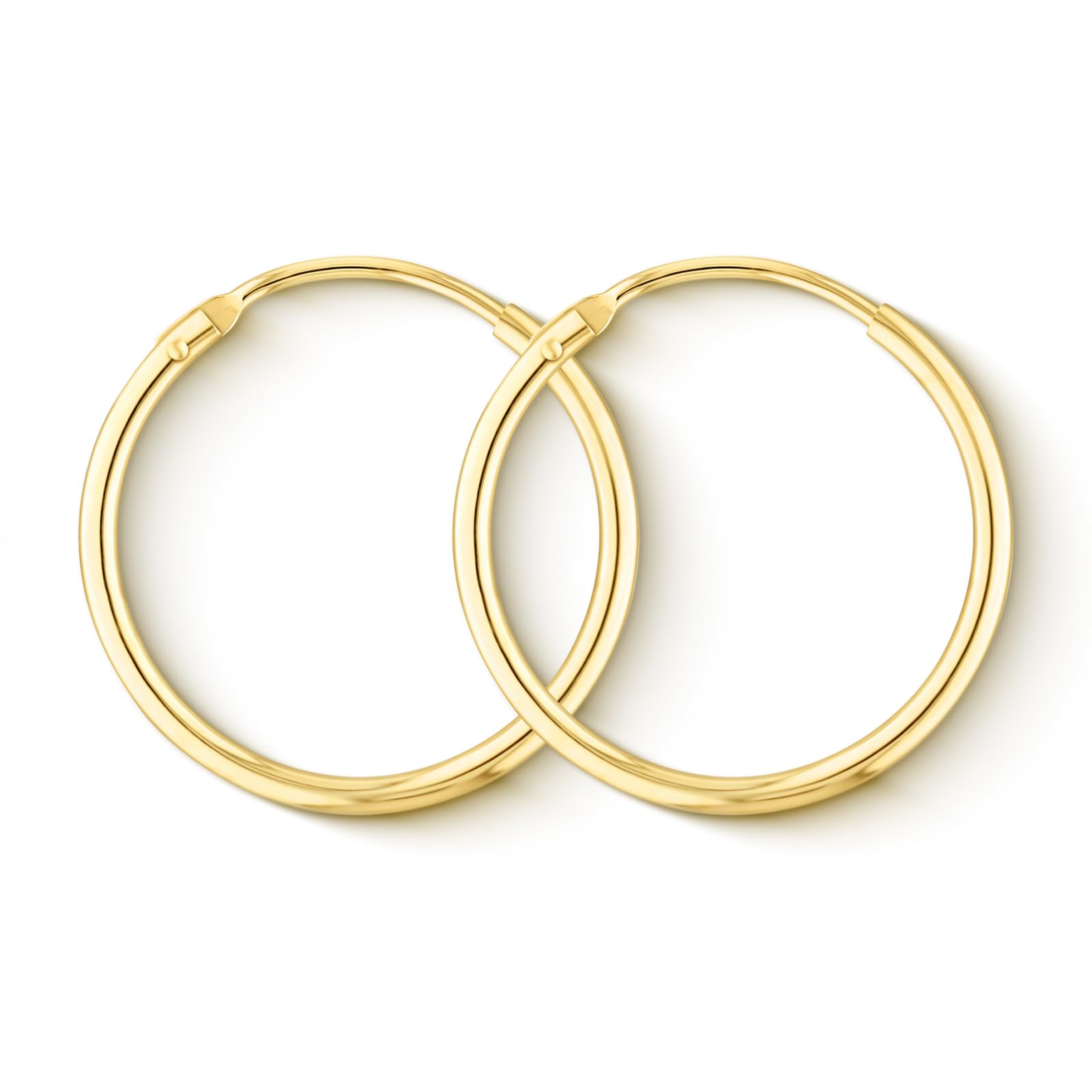 EDELIND Pendientes de aro finos 20mm 8K 9K 14K 18K Oro amarillo Aros de oro pequeños para mujer hombre 1.5 mm de ancho Aretes de mujer con Caja de regalo de joyería