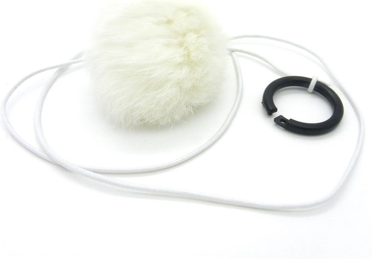 Kats'N UsBouncy Ball Rabbit Fur String Cat Toy White