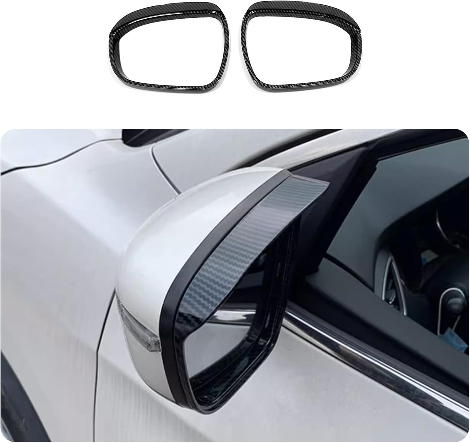 Car Accessories Fit for Nissan New Rogue 2021 2022 2023 2024 Side Door Rearview Mirror Rain Shield Protector Cover Frame Trim (Carbon Fiber Style) 2PCS ABS