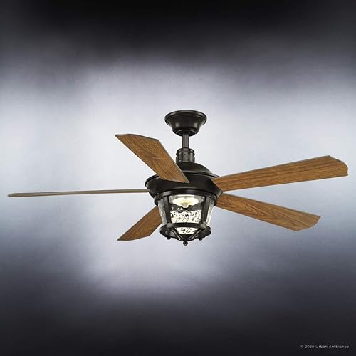 Miniatura 4 de Urban Ambiance Ventilador de techo moderno de lujo para interiores y exteriores, tamaño mediano 19.5 pulgadas de alto x 52 pulgadas de ancho, con