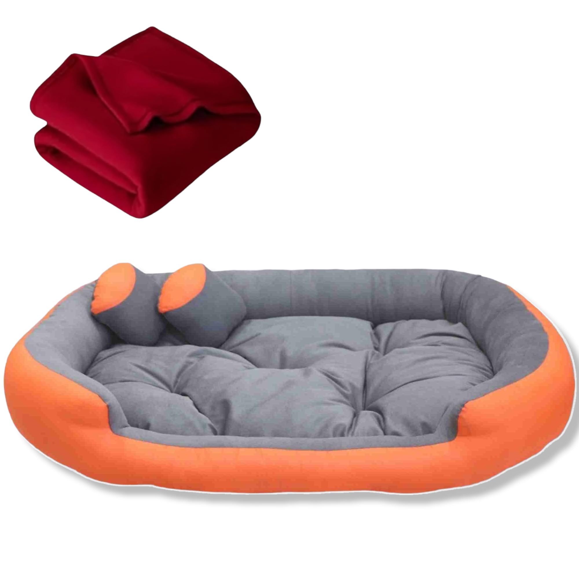 LexCouch Washable Dog/cat Bed with Pillow & Blanket for Small | Medium | Large |Extra Large | XXL | XXXL | 4XL Size Dogs | Cats | Puppy | pet | Rabbit | Persian cat | (Orange & Grey) (4XL) (B0D9P7T3P2) Amazon Price History, Amazon Price Tracker