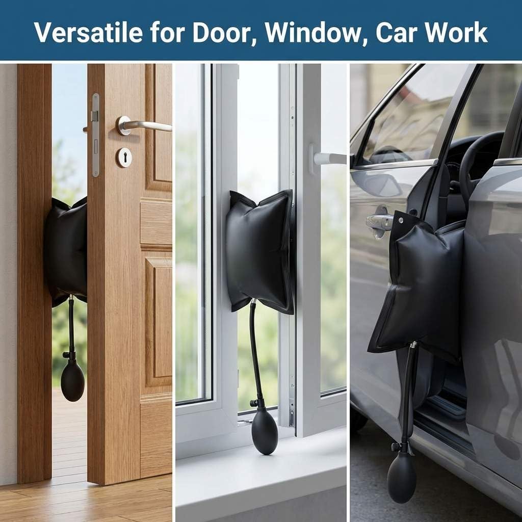 QWORK Air Pump Wedge 4 Pack, Adjustable Inflatable Spacer for Door, Window & Vehicle Alignment