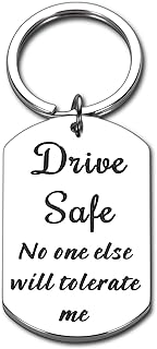 Drive Safe Keychain Gifts for Boyfriend Christmas Valentines Gifts for Him Her Girlfriend Anniversary Husband Gifts from Wife Fiance Birthday Cute Couple Love Gifts Son New Driver Stocking Stuffers, Silver, Small