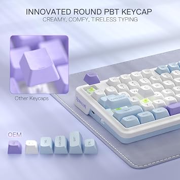 Redragon K673 PRO 75% Wireless Gasket RGB Gaming Keyboard, 3-Modes 81 Keys PBT Compact Mechanical Keyboard w/Hot-Swap Socket, Dedicated Knob Control & 5-Layer Noise Dampening, Custom Linear Switch