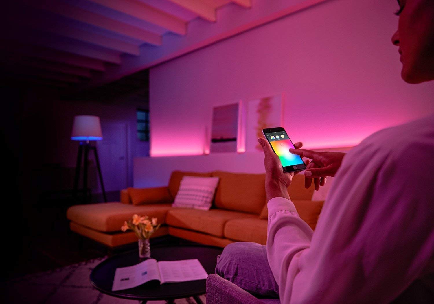 Kit de 2 bombillas inteligentes LED WIFI E27 9W, 16 millones de colores, compatible con Amazon Alexa y Google Home (RGB+CALIDO)