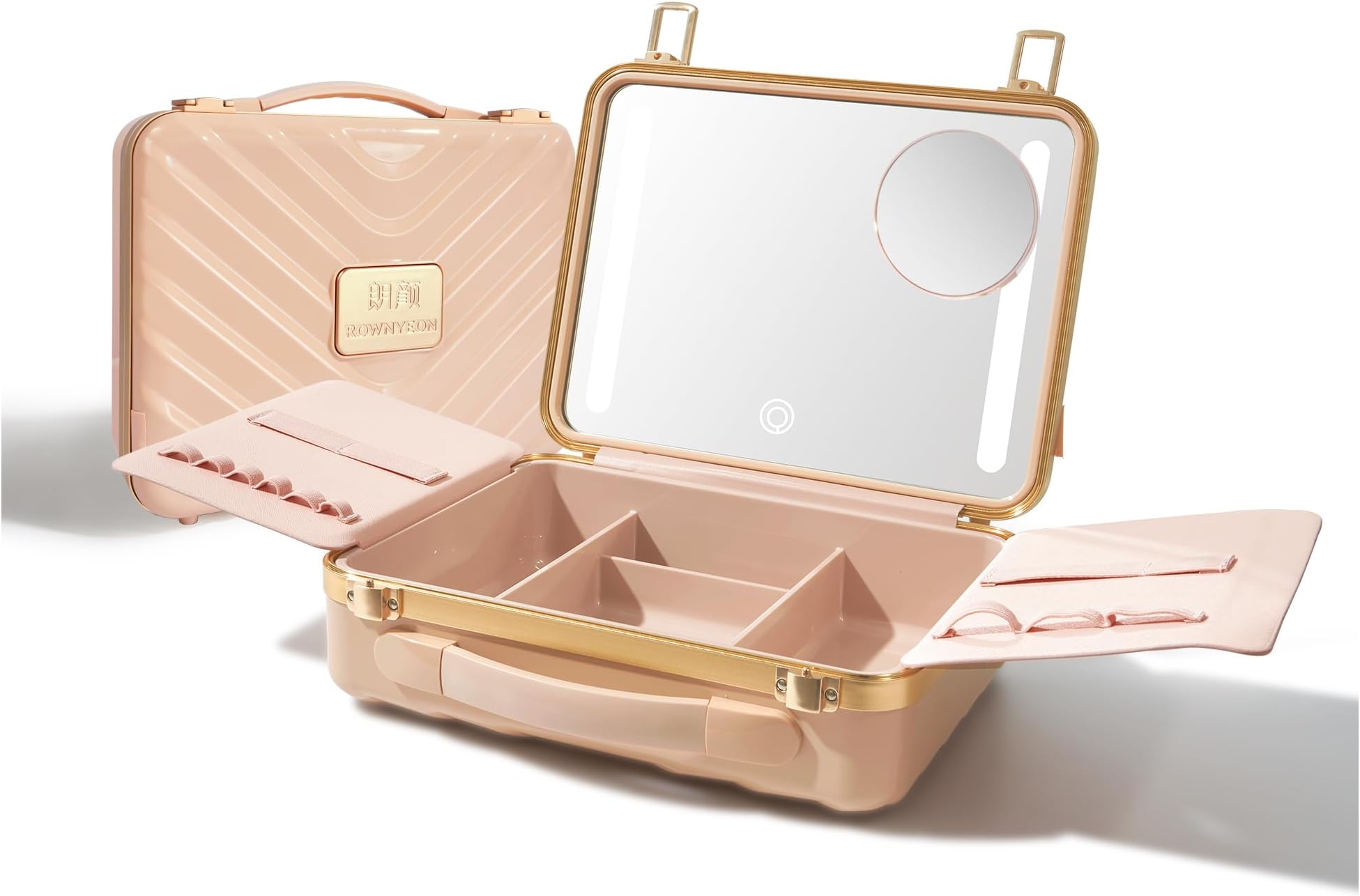 Light Up Travel Makeup Case With Mirror - Portable Makeup Organizer and Train Case for Makeup Artists and Girls (Pink)