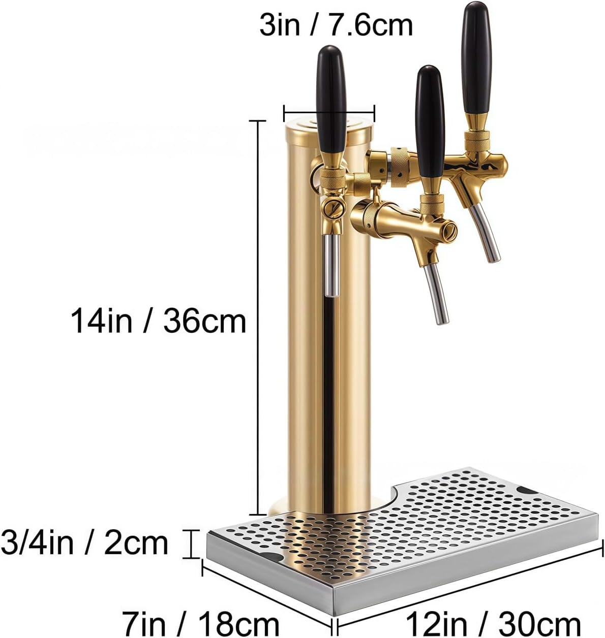 ステンレススチール ビールタワー ビールサーバー｜ドリップトレイ付き タワータップ｜ビールコラム 家庭用・業務用｜飲料樽接続に最適