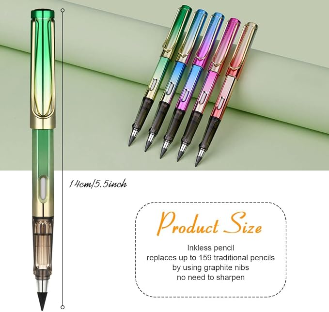 Ainiv Lápiz Sin Tinta con Borrador - 5 Sets Reutilizables con Repuestos miniatura 2