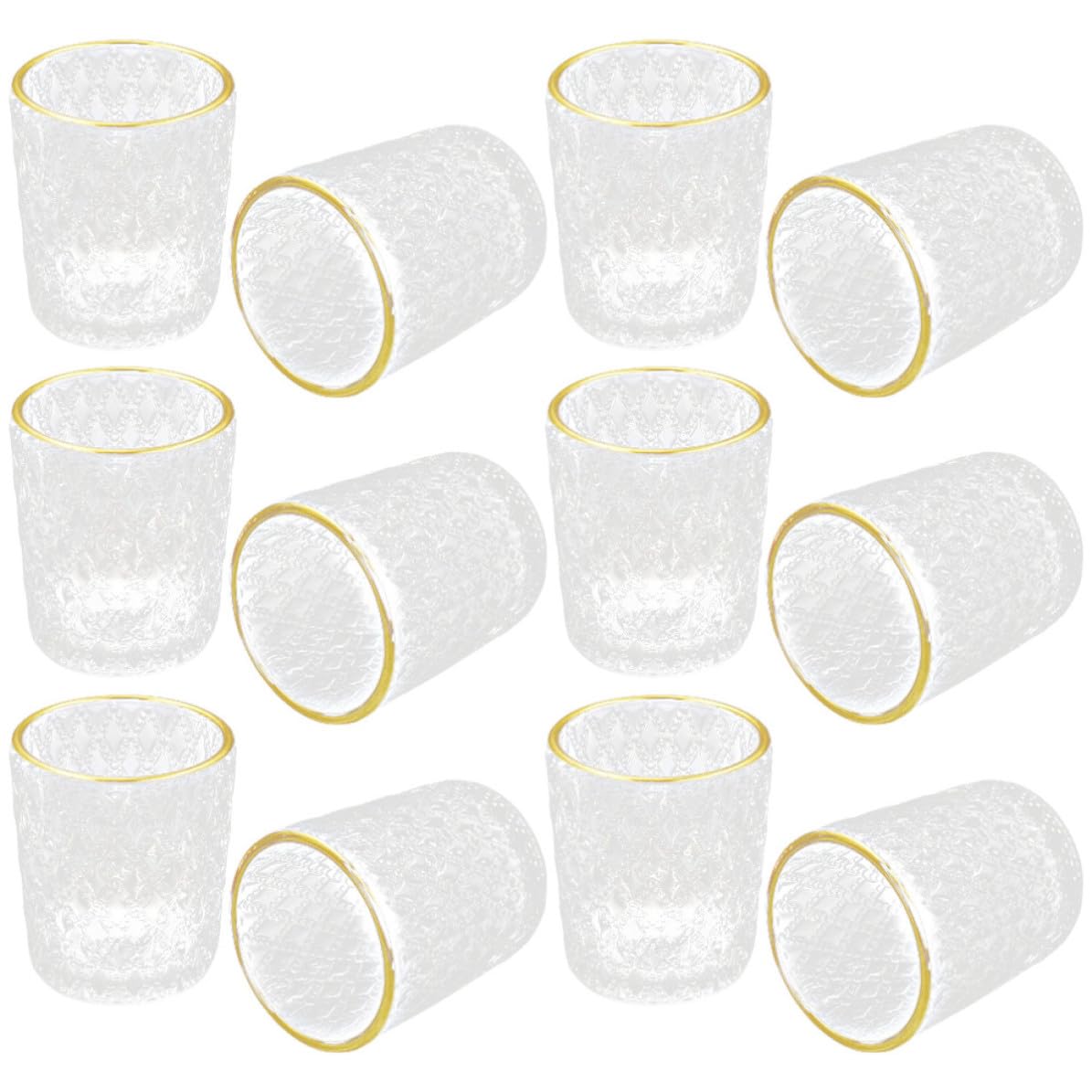 jojofuny 12 Stück Transparente Glas Kerzenhalter mit Goldrand für Romantisches Kerzenlicht zum Abendessen und Stilvolle Wohnzimmer Tischdeko Sicher und Elegant