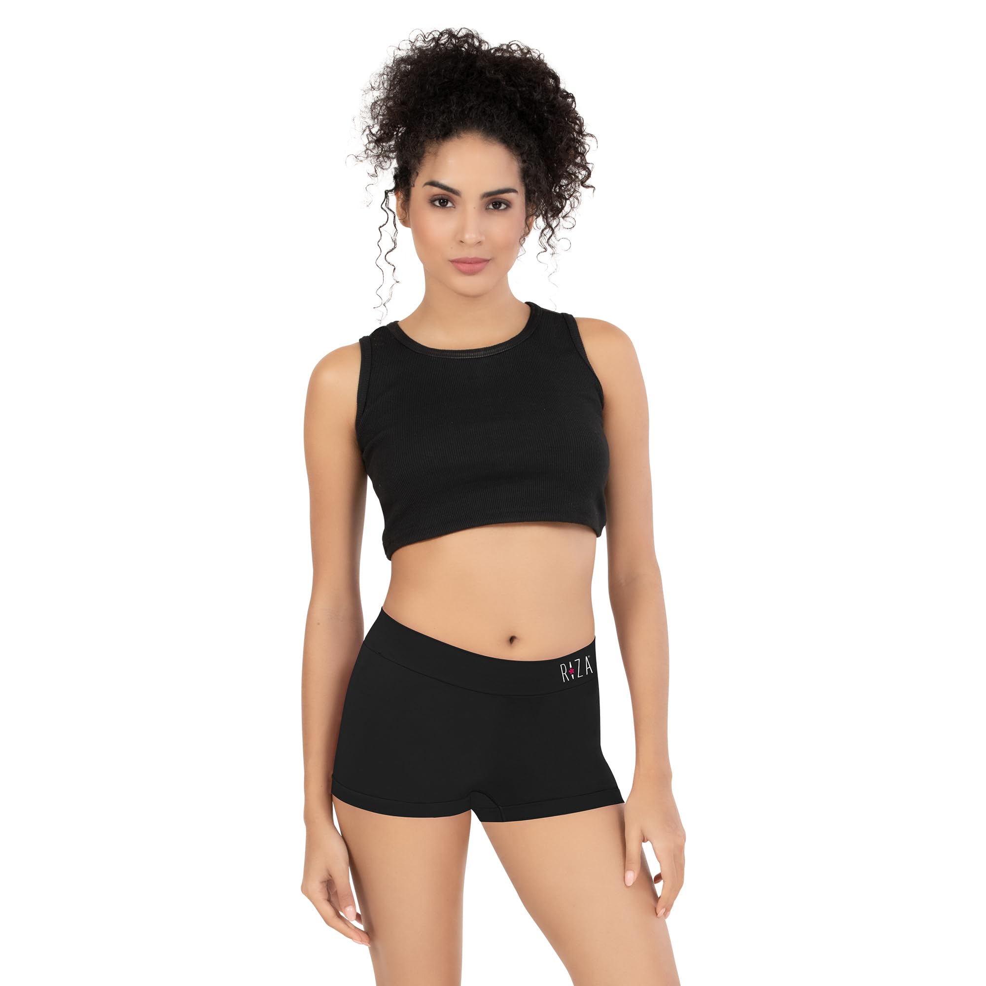 Riza Women's Elastane Fabric Seamless Soft and Smooth Inner Waistband Softglam Boy Shorts Panties Pack of - 1 (Assorted Colours)