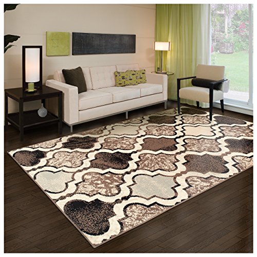 Superior Viking Area Rug, Bold Trellis Vintage Pattern, 5' x 8', Ivory