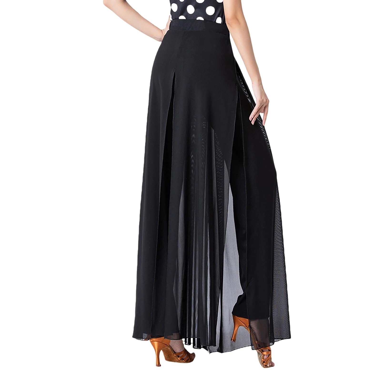 Latein-Tanzhose für Damen, moderner Tanz, Übung, langer Schlitz, Ballsaal, elastische Taille, Damenhose