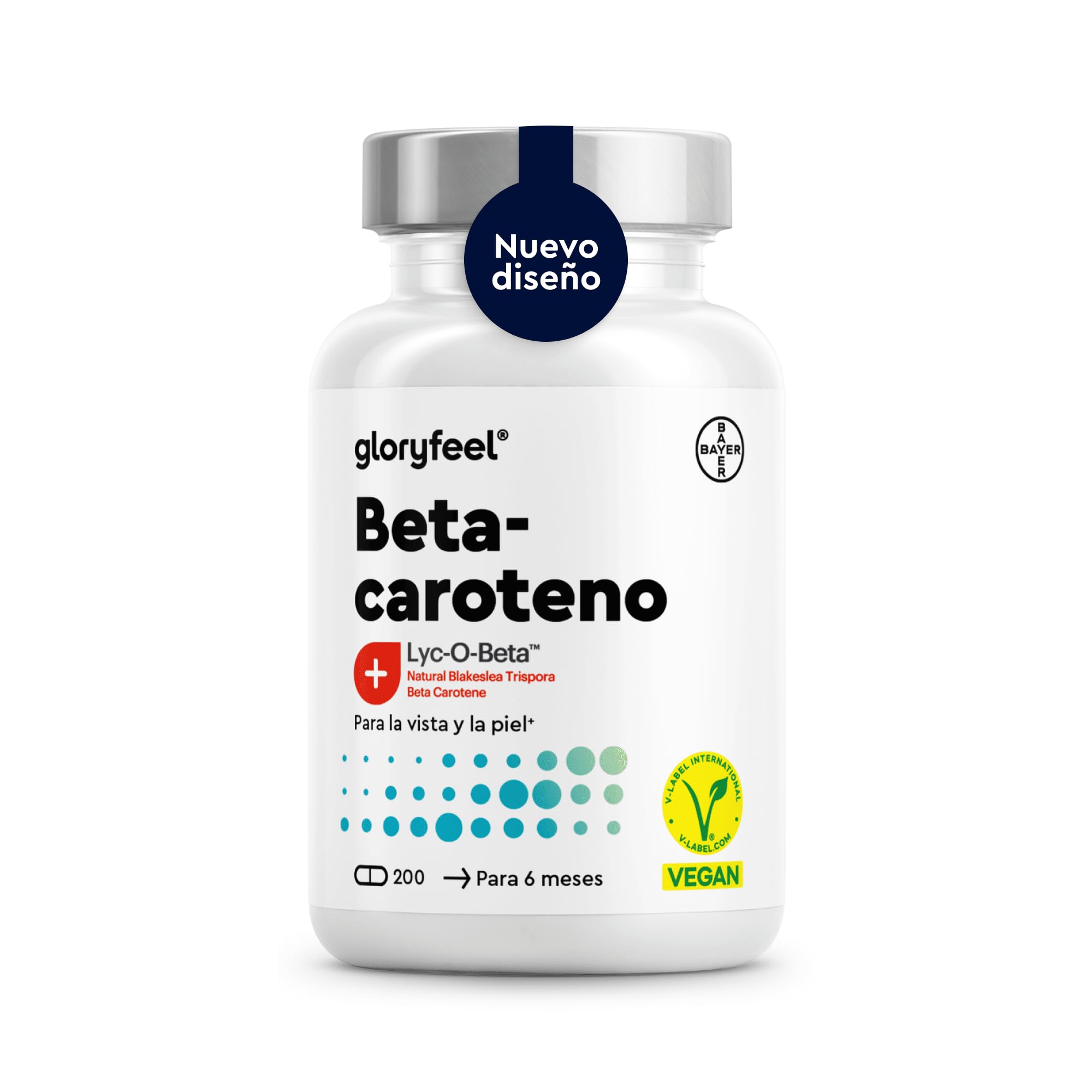 Betacaroteno (7 meses) - ACELERADOR BRONCEADO - Materia prima Lyc-O-Beta™- Fuerte extracto de zanahoria y Blakeslea trispora - Vitamina A 100% natural para la Piel - 200 Cápsulas - Sin Aditivos
