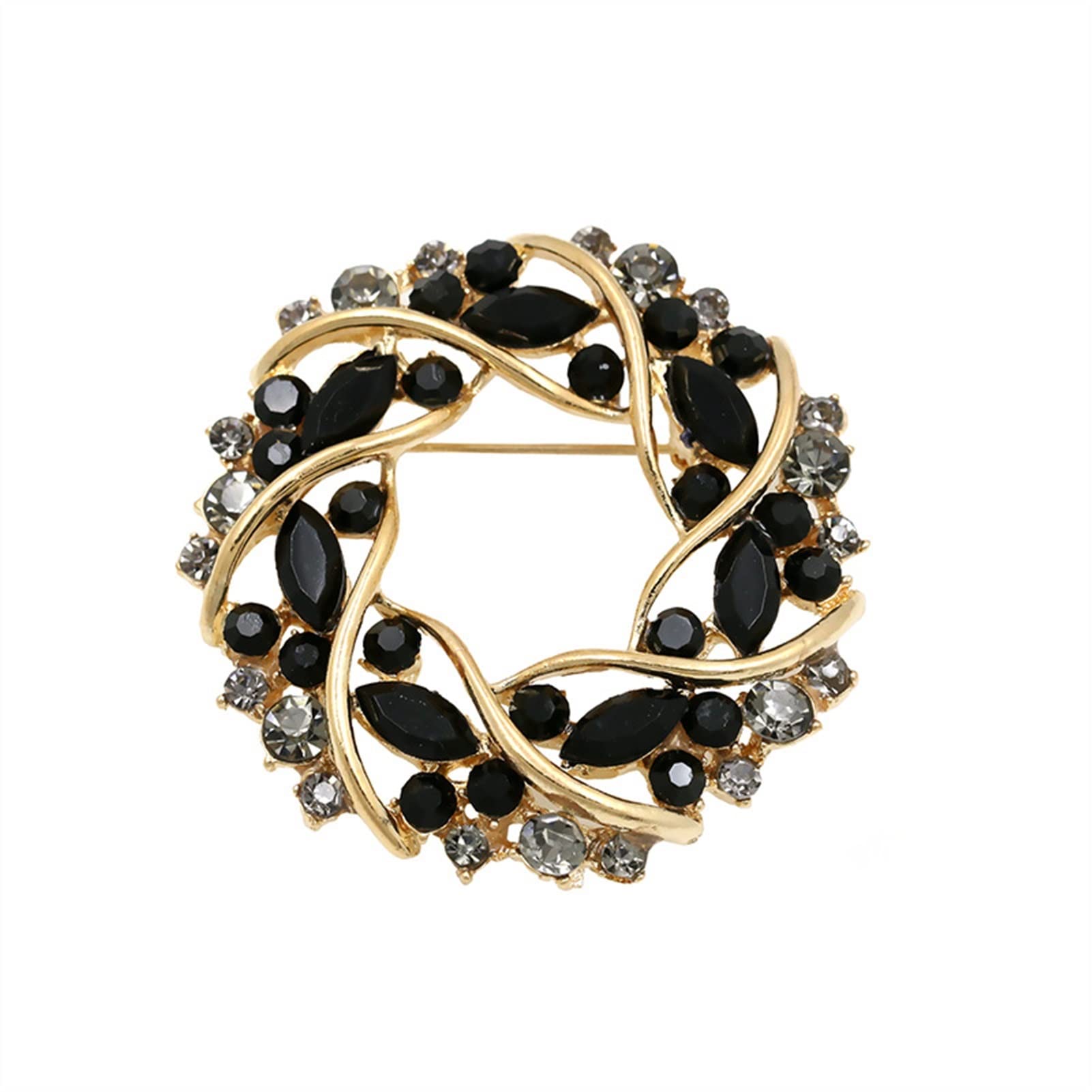 Broches para Mujer, broches de Flores con Diamantes de imitación para Mujer, broches de circonita cúbica para Mujer, broches para Chaquetas Tipo cárdigan, broches de Moda (Negro y