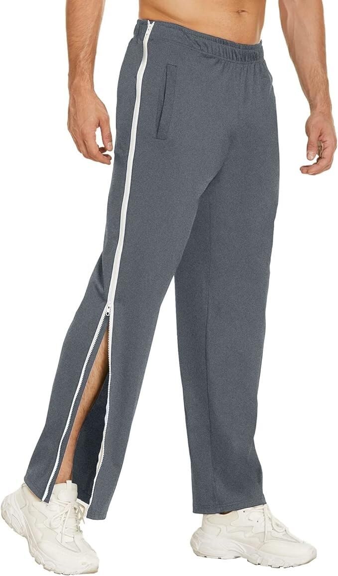 Męskie spodnie treningowe, spodnie do joggingu, spodnie rehabilitacyjne z zamkiem na całej długości, spodnie do joggingu, spodnie do odrywania, spodnie codzienne, luźne, odzież sportowa z
