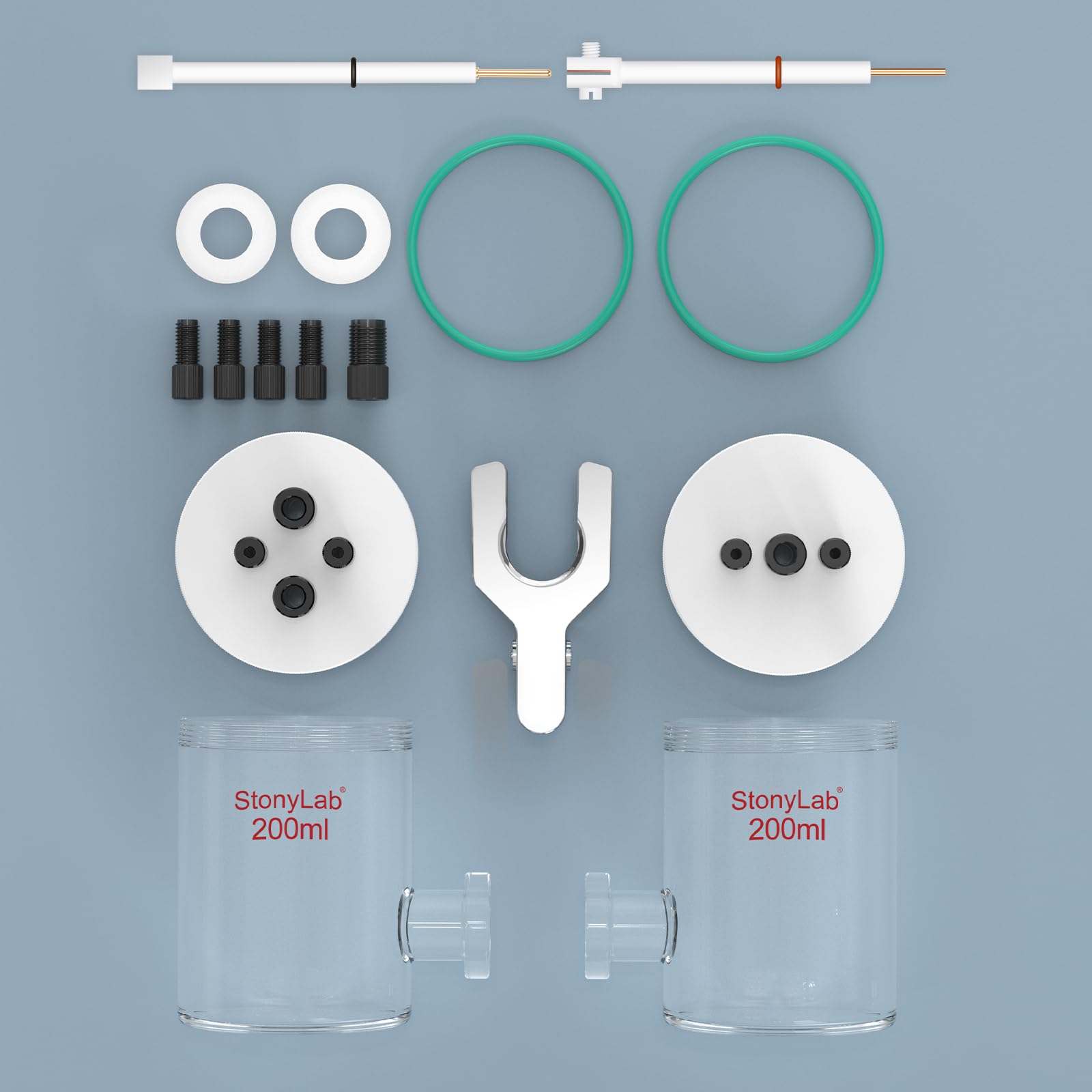 stonylab Celdas Electrolíticas Tipo-H Borosilicato Membrana de Intercambio Iónico Reemplazable 200 ml