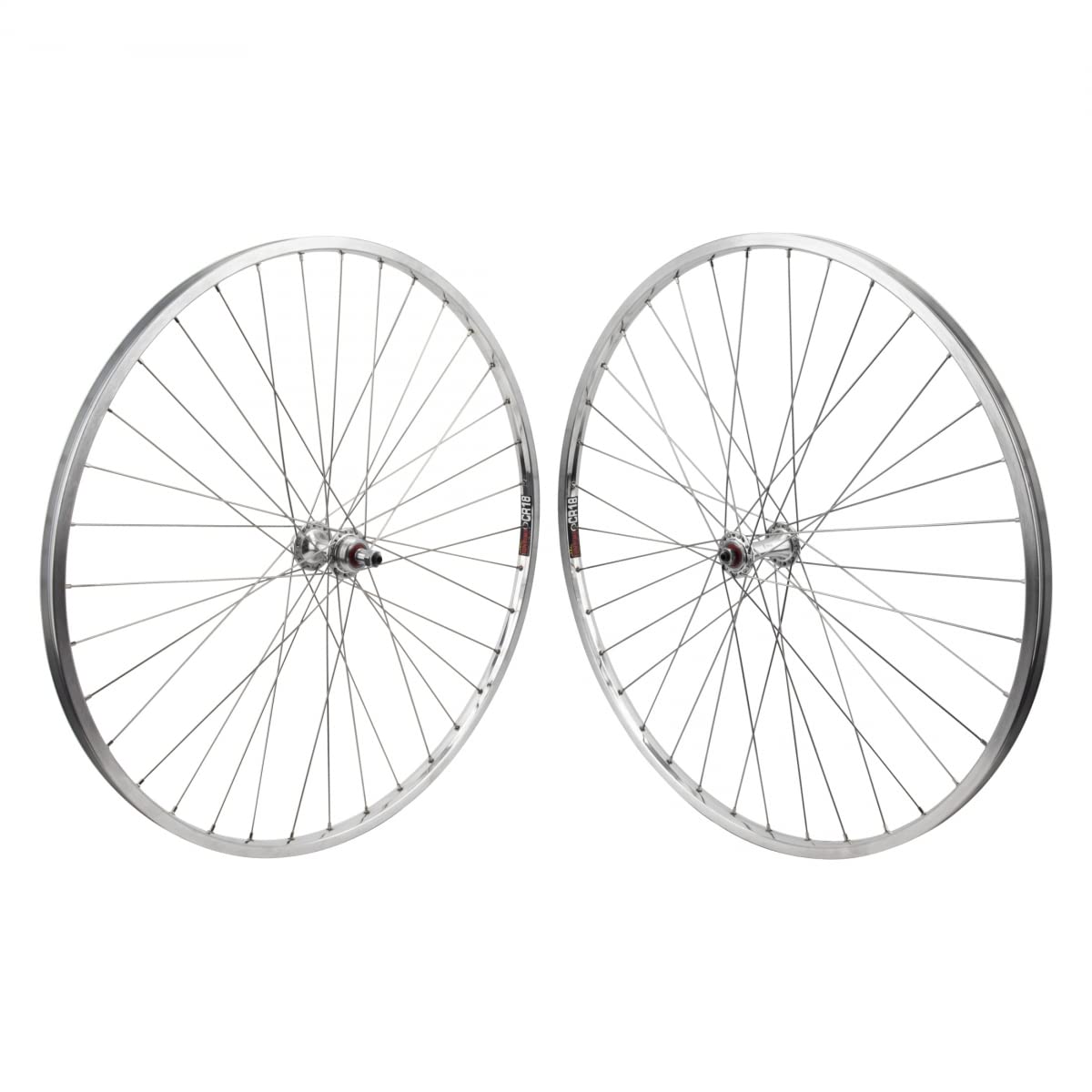WheelMaster 27" Road Wheel Set - Sun CR18 Rim, 36H, 5/6/7-Speed FW, QR, Silver