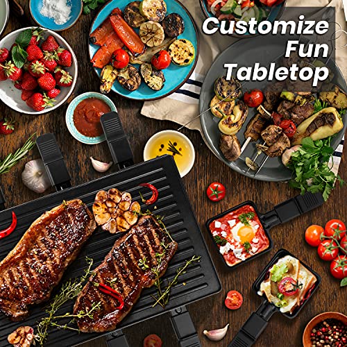 Raclette Table Grill, Techwood Electric Indoor Grill Korean Bbq Grill, Removable 2-In-1 Non-Stick Grill Plate, 1500W Fast Heating With 8 Cheese Melt Pans, Ideal For Parties And Family Fun (Red) #TOP5