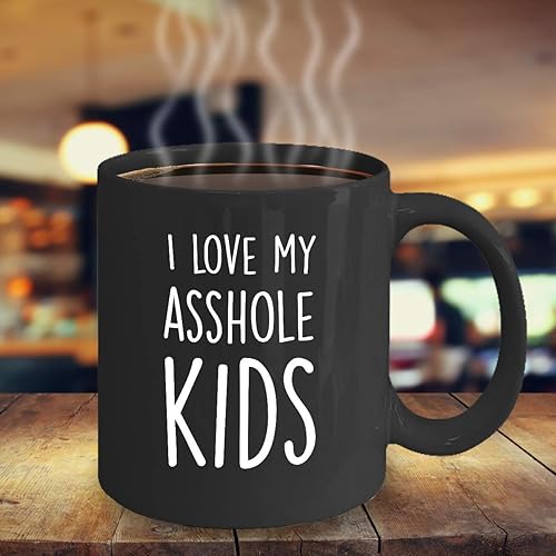 Miniatura 6 de Taza de café divertida con texto en inglés "I Love My Asshole Kids Awesome Novelty and Sarcastic Gift", taza de té de cerámica de 11 oz y 15 oz (15