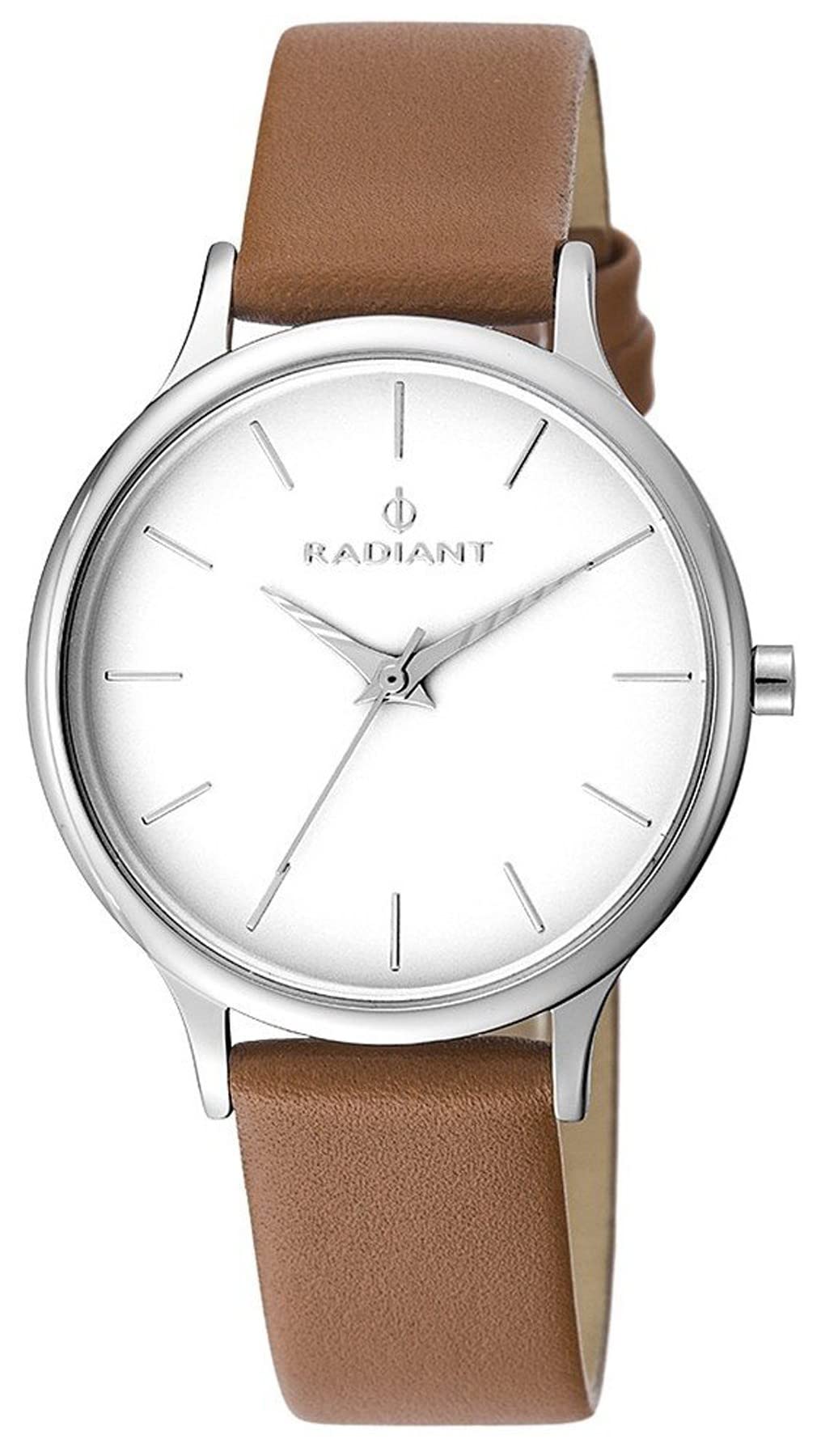 RADIANT Damski analogowy zegarek kwarcowy ze skórzanym paskiem RA425601, biała, ciągnąć