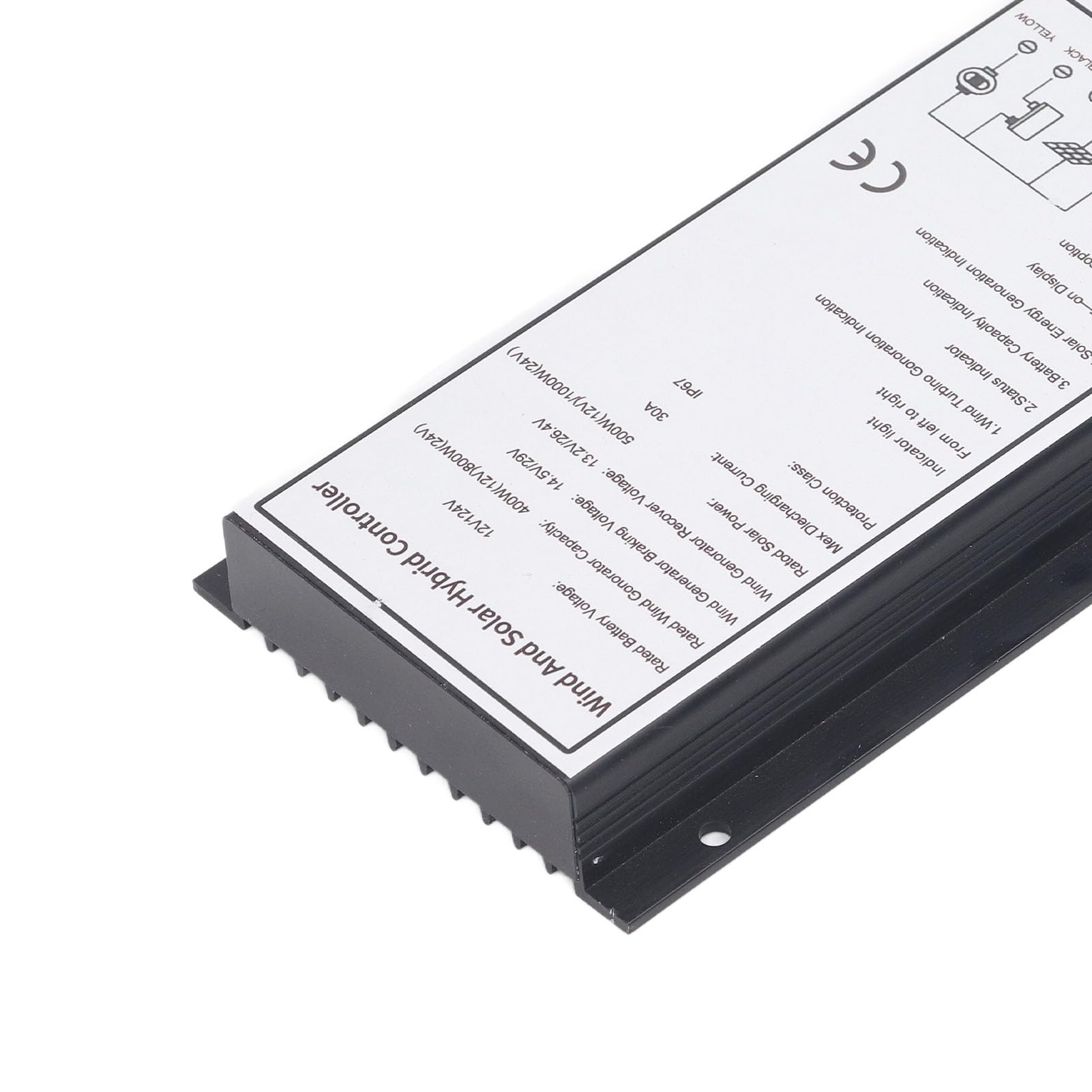 Regolatore ibrido solare eolico 30A, sistema di controllo della carica ibrido PWM per turbina eolica da 800 W e pannello solare da 1000 W con tracciamento MCT, alloggiamento in alluminio IP67, 12 V