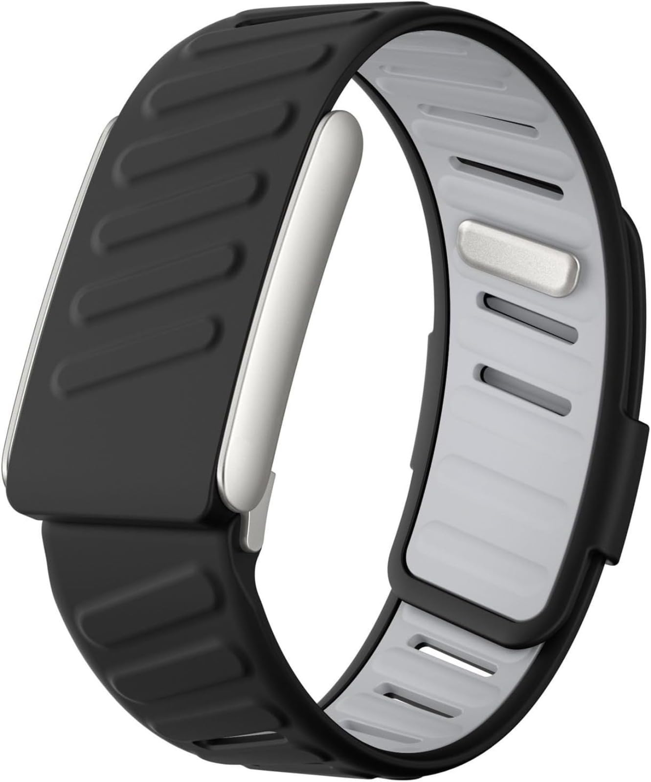 Genérico Durable Silicone Wristband Compatible with WHOOP 5, Whoop MG, Soft Durable Silicone Replacement Bands for Men Women with Metal Frame Connector, Black/White, Whoop MG, Modern