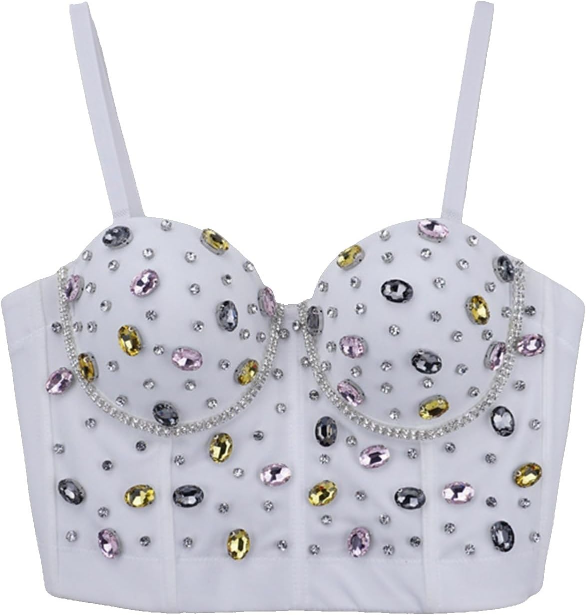 Women's Colorful Rhinestone Corset BustierClubwear Party Push Up Halter Tops Bra