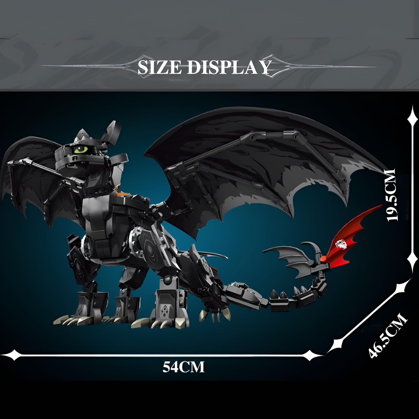 Night Dragon Building Block Set, 1026 PCS Dream Movie Fiction Animals Building Bricks Kit, Cool Dragon Movie Gifts Model Toy - Image 3