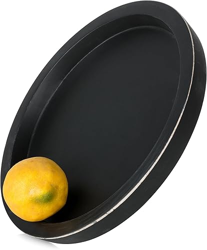 Miniatura 6 de Hanobe Bandeja portavelas: Plato decorativo redondo de madera para velas – Decoración rústica de mesa de café de granja – Bandejas de pilar de velas