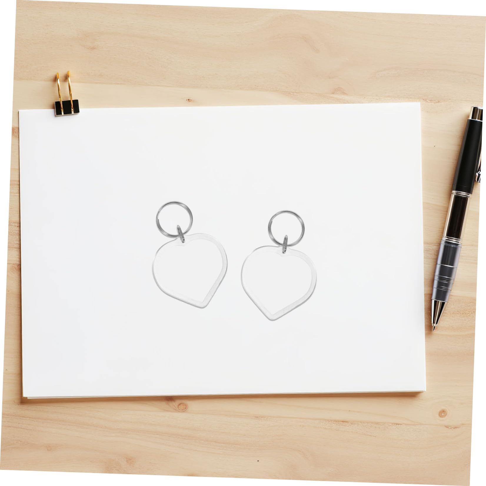 Housoutil Portachiavi 100 Pezzi a Forma di Cuore in Acrilico per DIY con Design Sobrio e Foto Personalizzabile per