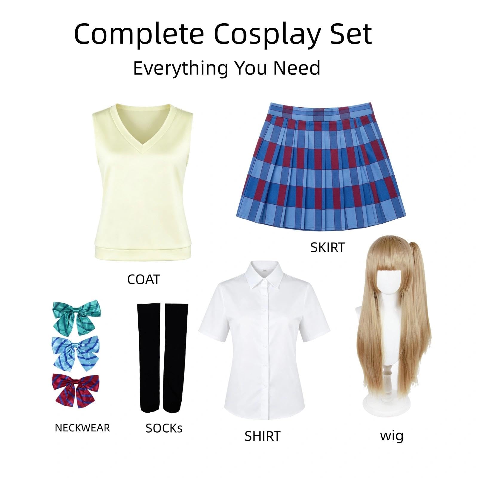 Halloween Kostüm für Erwachsene, Karneval Rollenspiel Cosplay Komplettset – Minami Kotori Stil