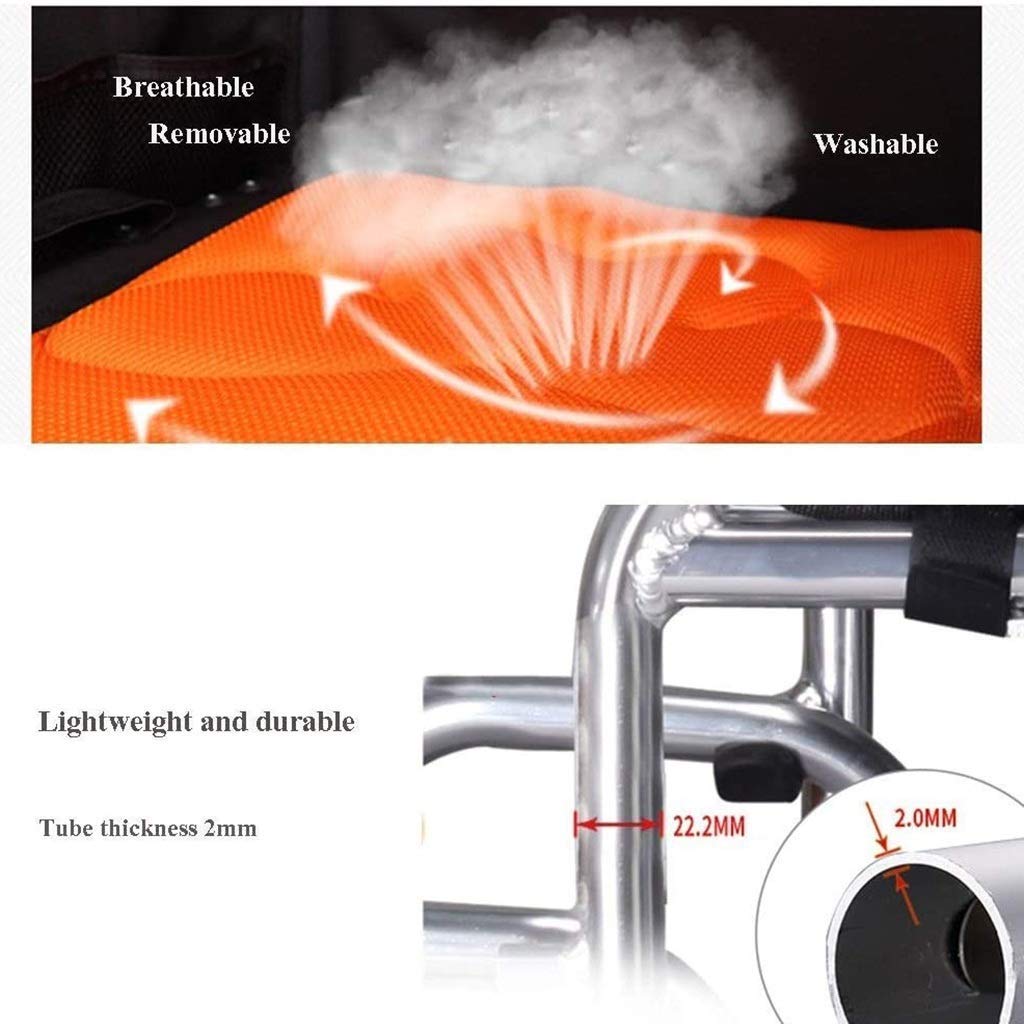 MU Silla de Ruedas Autopropulsada, Manual de Aleación de Aluminio Plegable Ligero con Pedales Ajustables Doble Freno para Discapacitados/Manual de Edad Avanzada Cesta