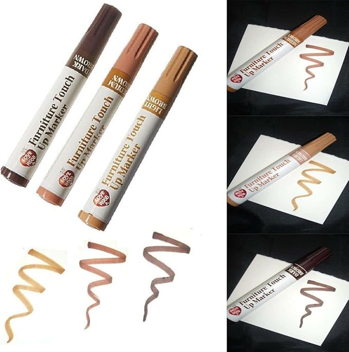 JKG® 3 PACK FURNITURE TOUCH UP MARKERS Light Medium Dark brown Magic
