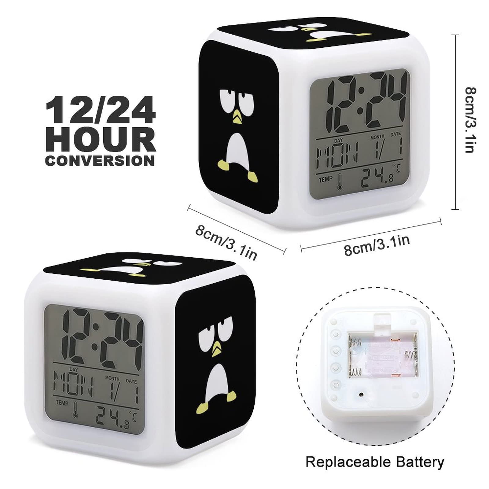 Amazon.co.jp: バッドばつ丸 目覚まし時計 7色に変化するデジタル