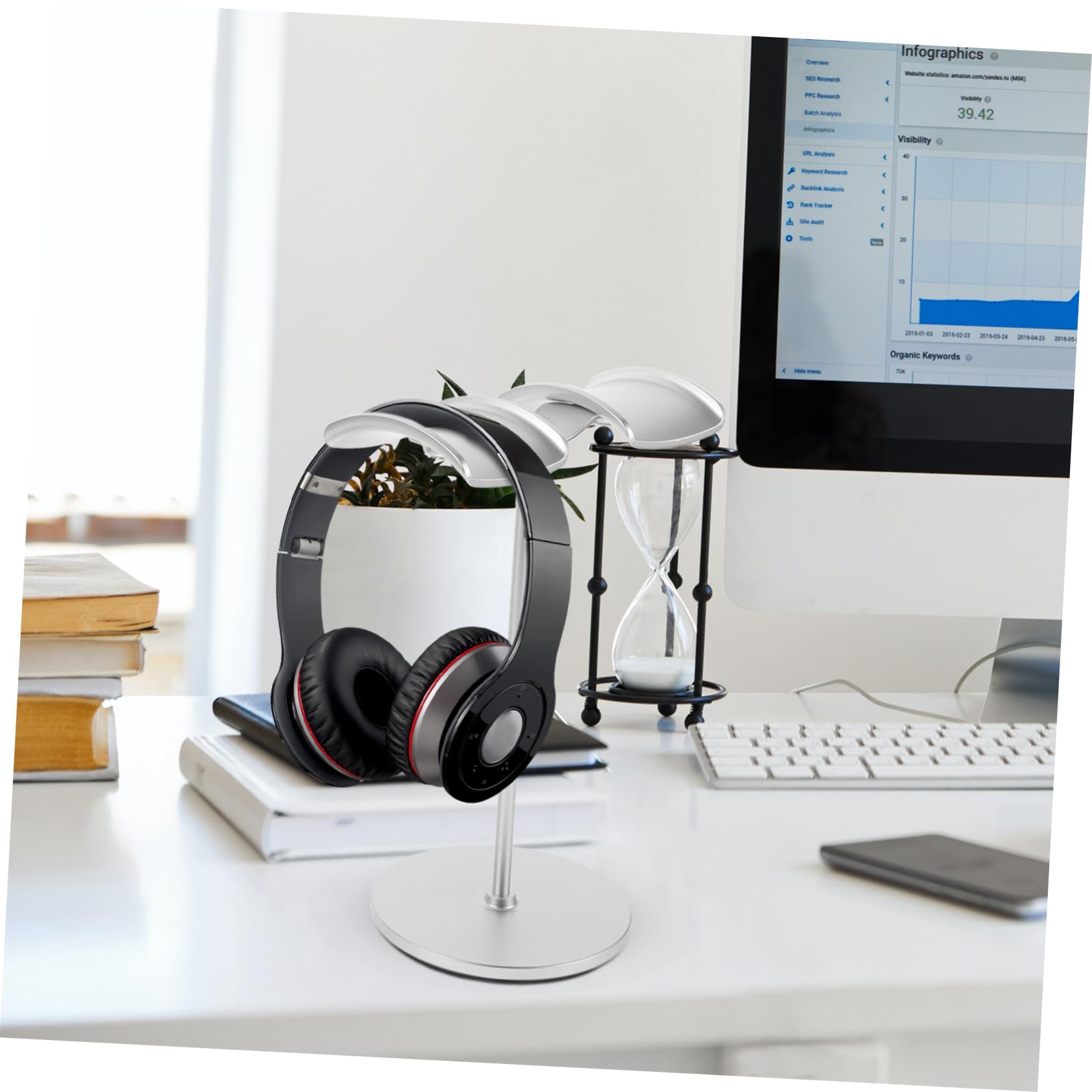 SHINEOFI 2piezas Soporte De Exhibición Para Auriculares De Escritorio Soporte Para Auriculares Estable Material De Aluminio Color Negro Para Estudio o Sala