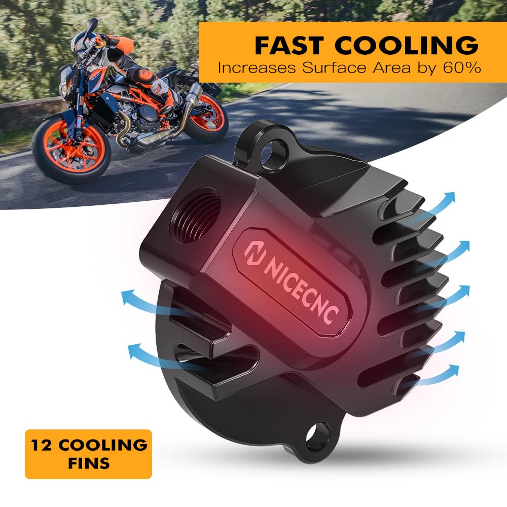 NICECNC Ölfilterkappe für Motorräder, Compatible with Husqvarna SVARTPILEN 701 2019–2022, Compatible with Gas Gas SM700 2023, Compatible with 690 Duke 2013–2018, Siehe Passform, Schwarz