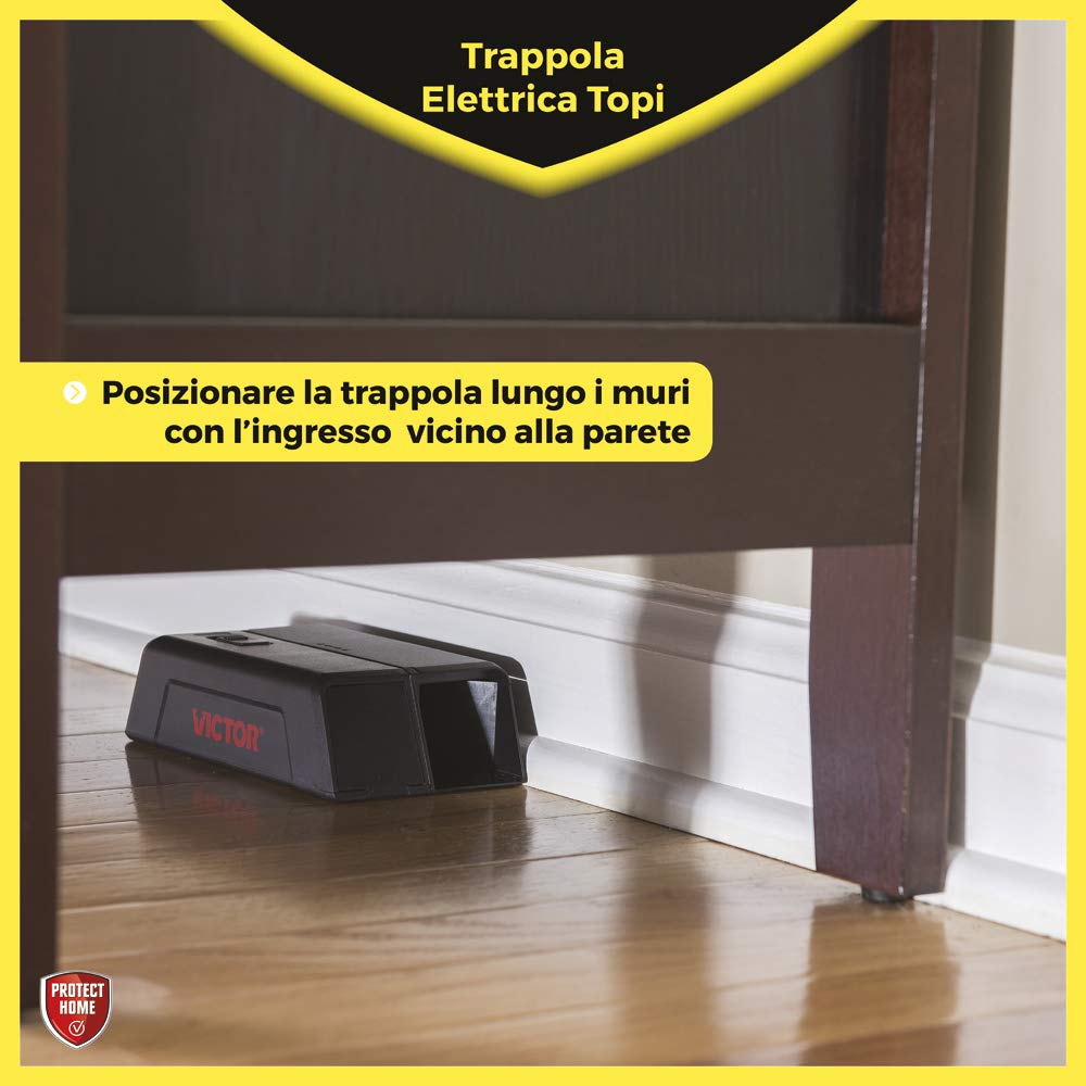 PROTECT HOME Trampa por Descarga eléctrica para Ratones. Evita al Usuario Tocar el roedor Muerto. Reutilizable y 100% eficaz. Sin Veneno. (Paquete de 2)