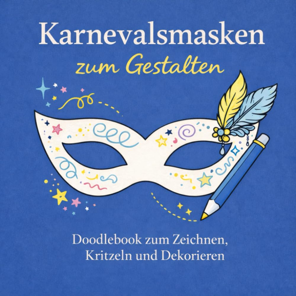 Karnevalsmasken zum Gestalten Doodlebook zum Zeichnen, Kritzeln und Dekorieren: Ein kreatives Doodlebook für Kinder, Jugendliche und Erwachsene