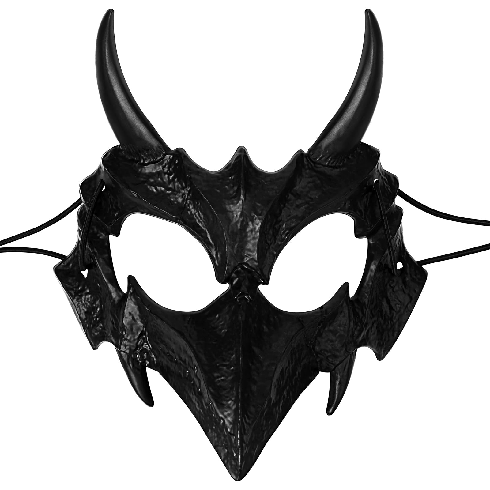 JewelryWe Unisex Gothic Demon Mask: Men Women Black Cosplay Dark Dragon Half Skull Scary Bloody Halloween Decorativ Mask