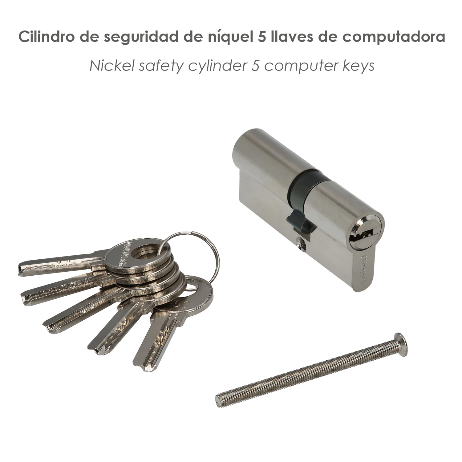 Cilindro Seguridad 30x40 mm/13,5 Leva Corta Niquelado Con 5 llaves