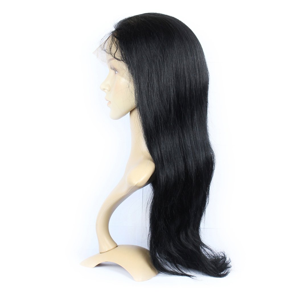 Enoya Human Virgin Hair Full Lace Wigs/Silk Top Full Lace Wigs Brazilian Silky Straight Hair Lace Wig with Baby Hair For African Americans (10" silk top wig, #1)