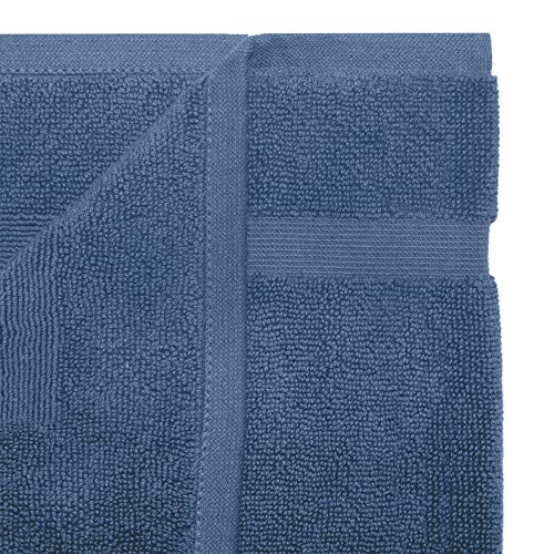 Cotton Craft Bath Tub Mats - 2 Pack 100% Cotton Ultra Absorbent Low Lint Plush Heavyweight 1000 Gsm Luxury Hotel Spa Shower Bathroom Towel Rug Step Out Floor Mat -Not A Bathroom Rug -21X34- Azure Blue #TOP2