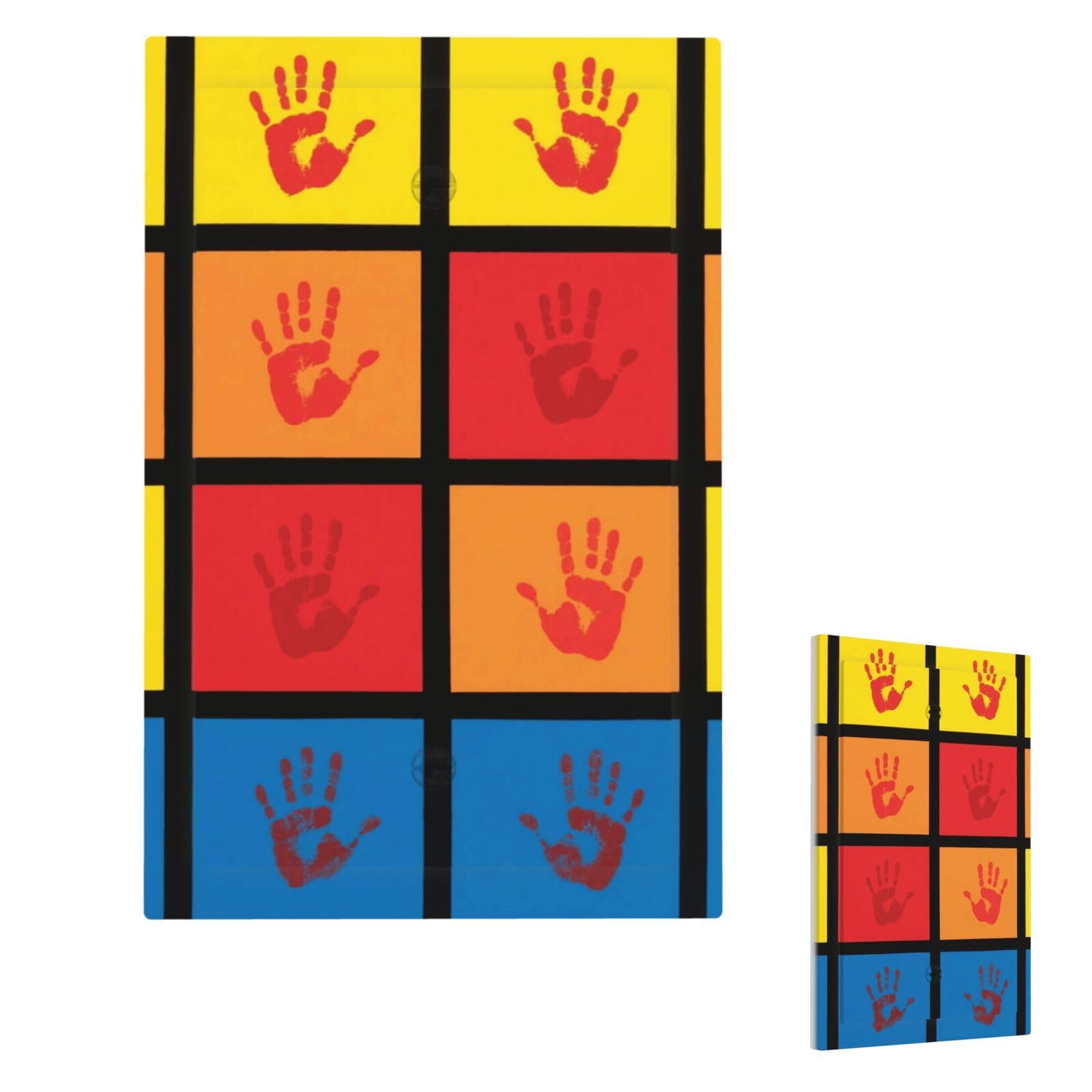 Handprints Wall Plate Cover Modern Decorative 1 Gang Light Switch Cover Unbreakable Receptacle Outlet Covers For Living Room Bedroom Home Decor Single Blank