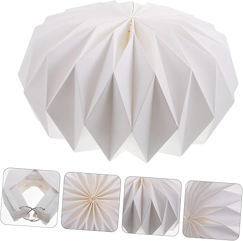 Miniatura 7 de Pantalla de linterna de origami blanca, pantalla blanca para decoración del hogar, pantallas para lámparas de pie, pantalla de lámpara de ratán,