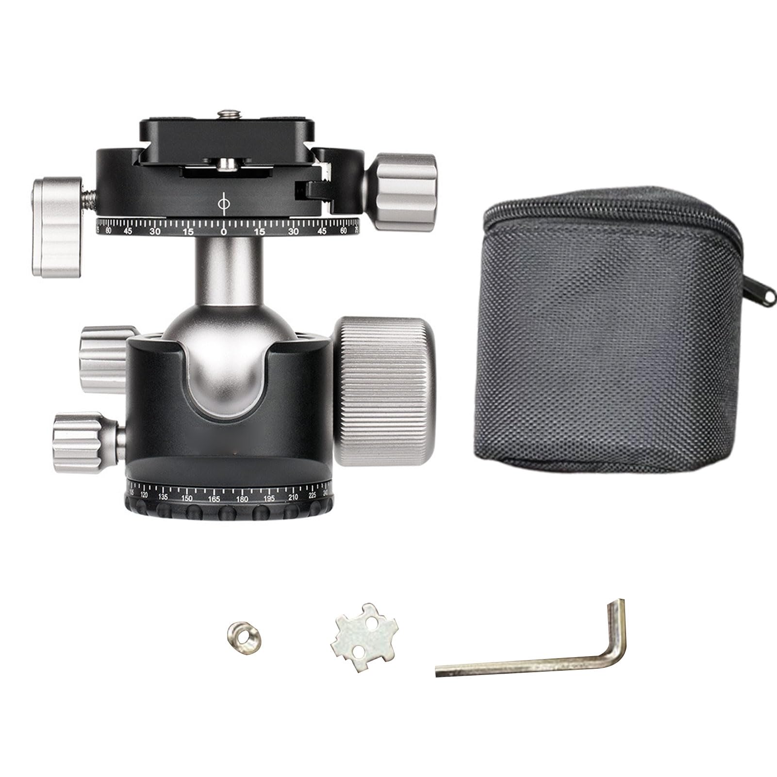 Jectse Attacco per Treppiede con Testa a Sfera D40S, Testa a Sfera per Fotocamera in Lega di Alluminio da 40 Mm con Piastra a Sgancio Rapido da 70 Mm per Cursore Monopiede Treppiede