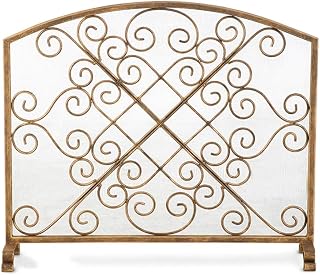 CAZARU Gold Fireplace Screen, Creative European Style Wrought Iron Mantel Guardrail, Fire Guard Screen Cover Partition for Indoor Outdoor