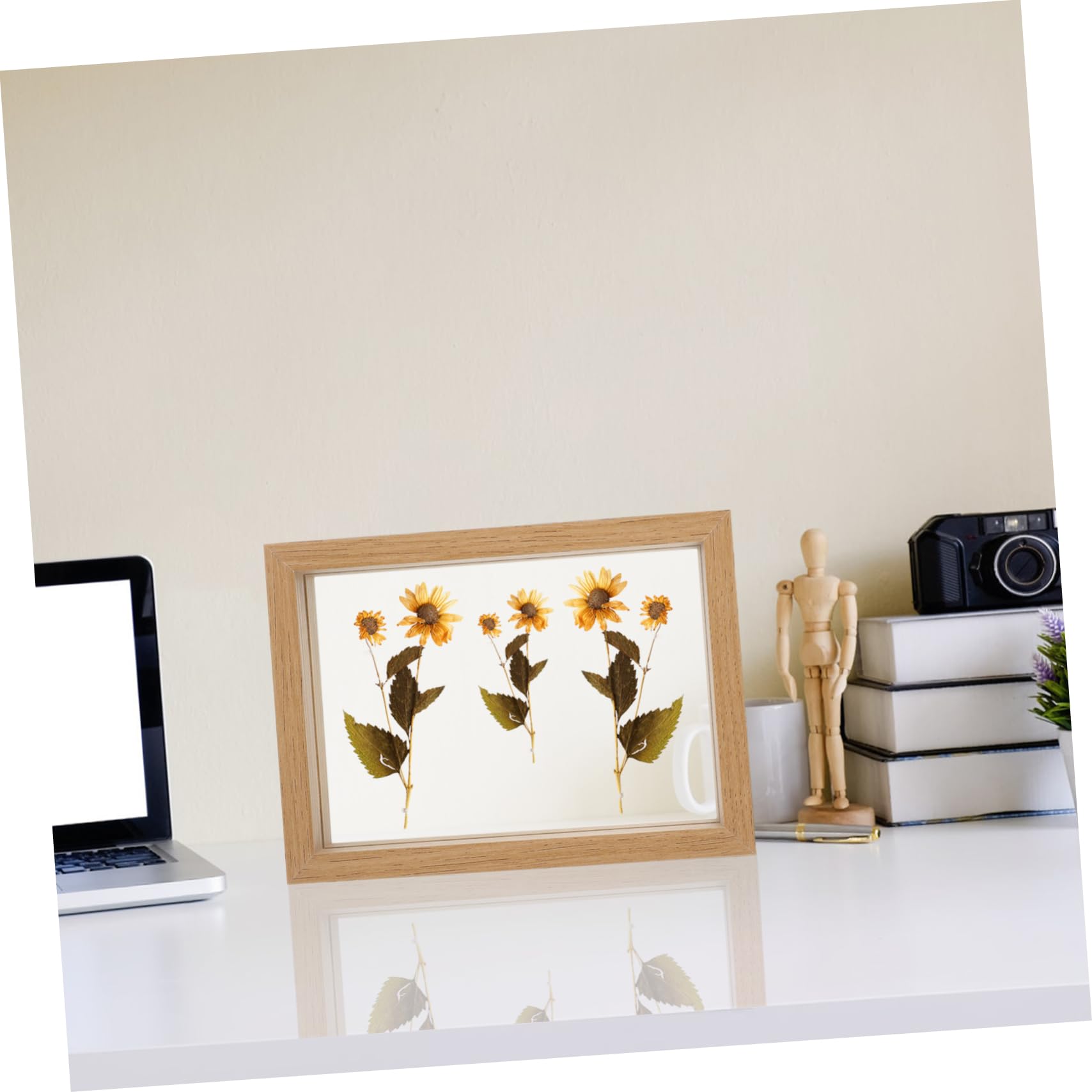 Alipis Cornice in Vetro Doppia Rettangolare Khaki per Tavolo | Cornice Finestra Trasparente, Pannello in Density Board, per Specimen e Dried Flower, Stile Semplice