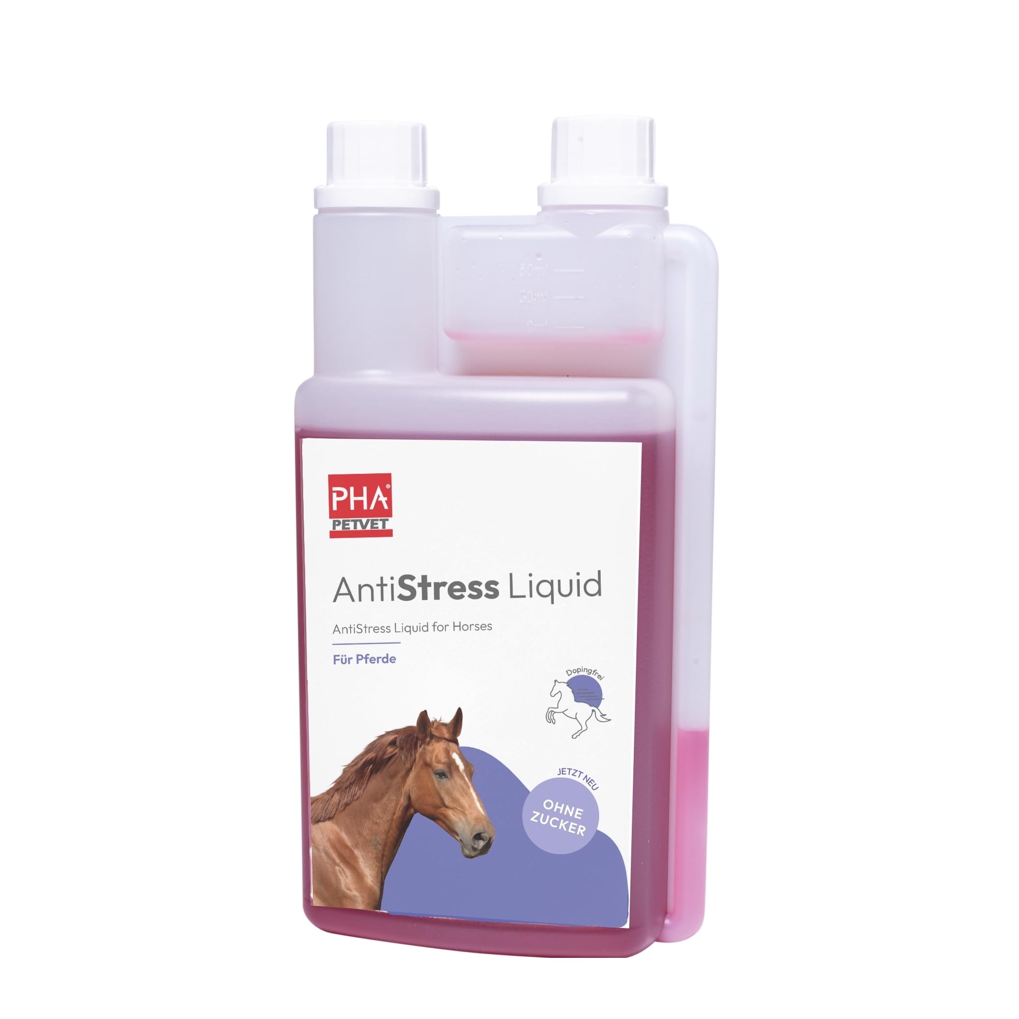 PHA Liquide Anti-Stress pour Chevaux - Soutien Naturel en Cas de nervosité, d'anxiété et de Stress - avec Vitamine B12, magnésium, Calcium, Zinc et tryptophane - 1 l